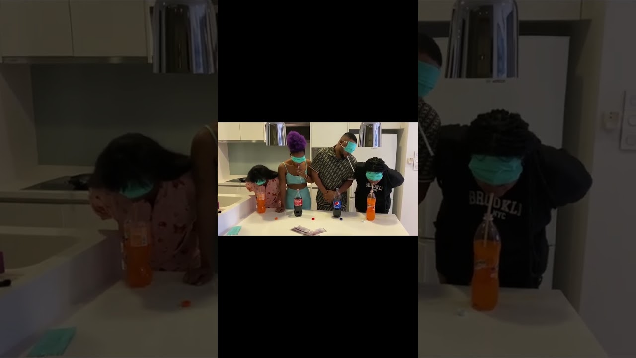 Blindfold drinking challenge