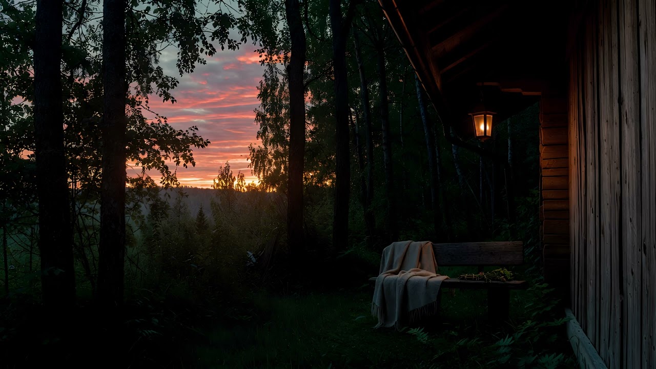 Night sounds of the forest: crickets, birds, moths, fireflies at sunset  / Fall Asleep Fast