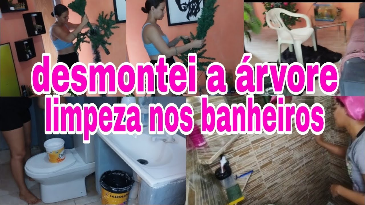 Limpeza pesada nos banheiros + desmontei a árvore de Natal | limpeza de rotina 