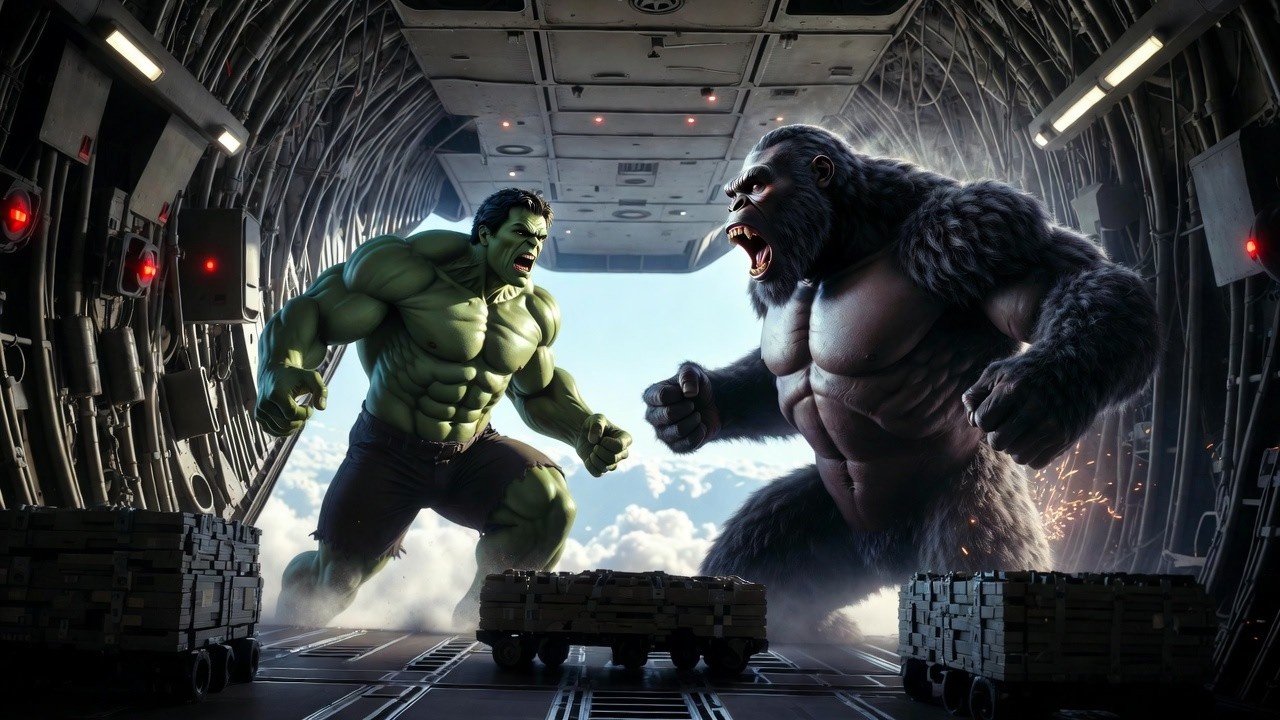 Hulk vs King Kong: The Confrontation Begins on a Military Cargo Plane