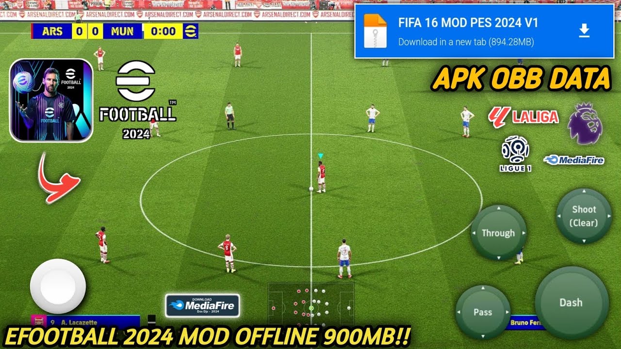 EFOOTBALL 2024 Mobile | FIFA 16 Patch PES 24 | Best Graphics - New Transfer + Realfaces | 900MB Only