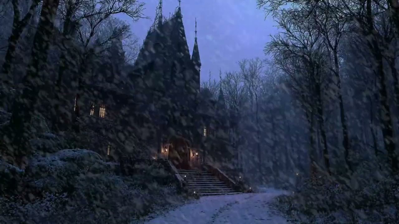 ❄️ Blizzard Wind ASMR | Snowstorm Around a Castle at Night | Deep Sleep Study Focus Calm Meditation