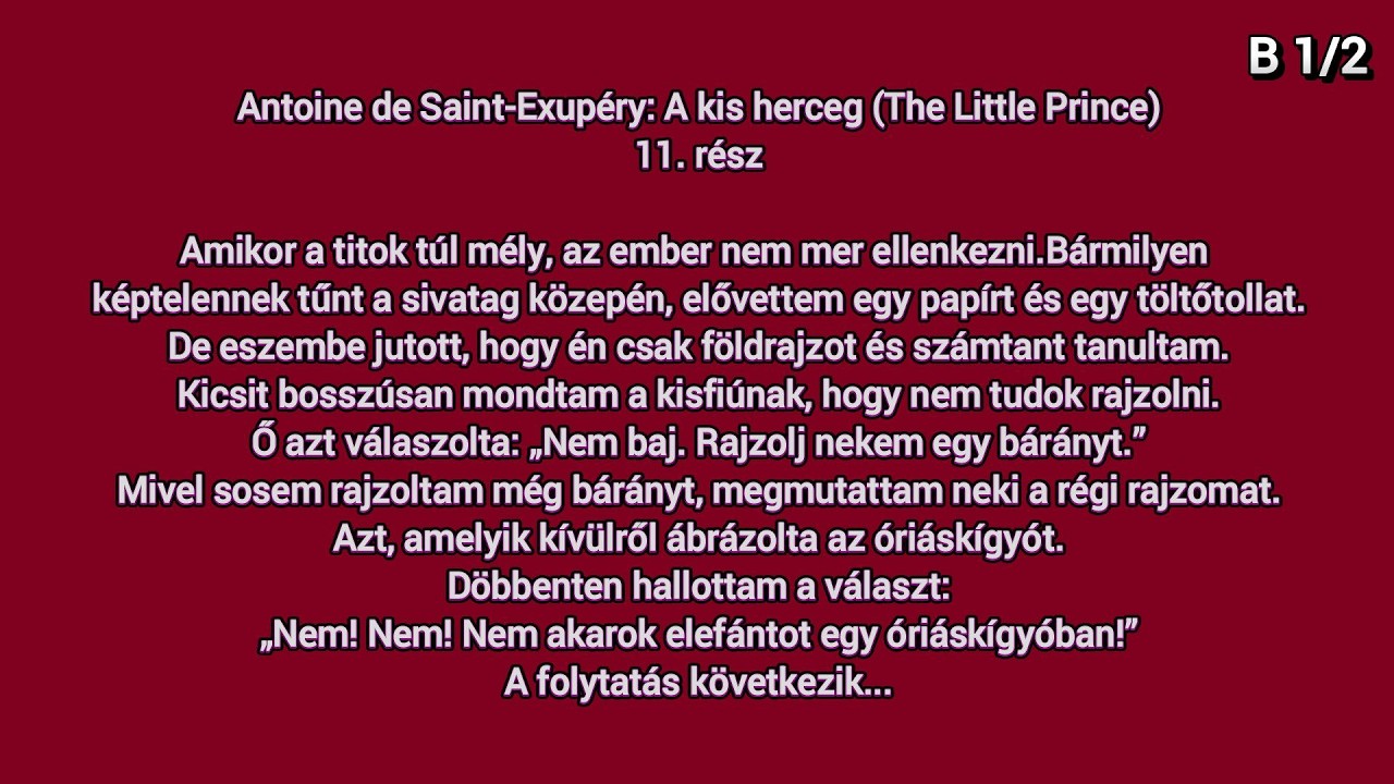 Learn Hungarian B 1/2 - Antoine de Saint-Exupéry: A kis herceg..11. rész