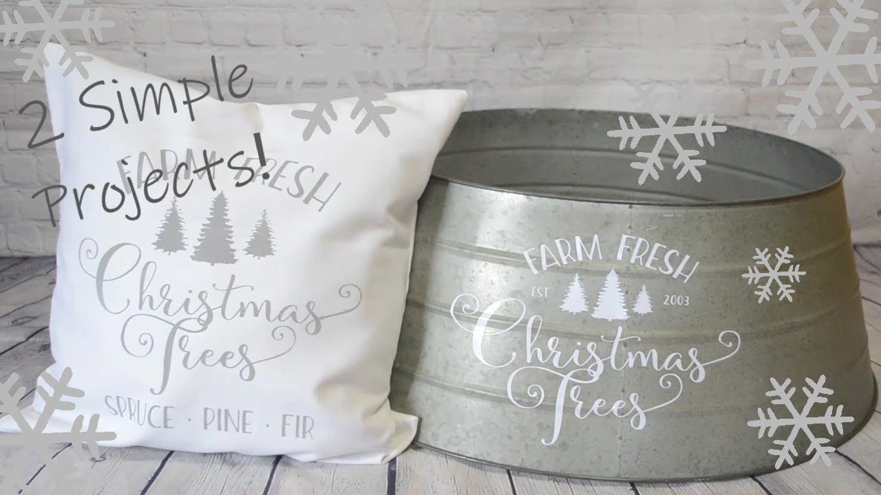 Stenciled Christmas Pillow Case / Farm Fresh Christmas Trees Decal