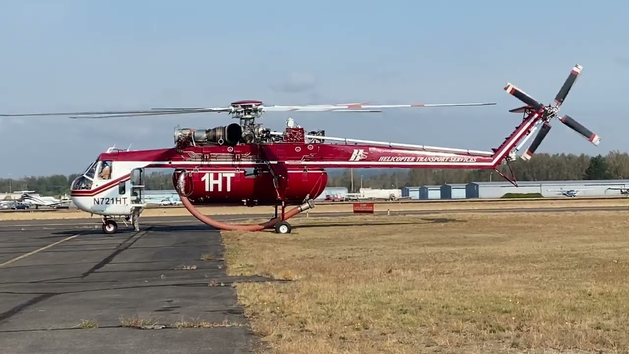 HTS N721HT S64 Skycrane Startup and Takeoff at KTTD