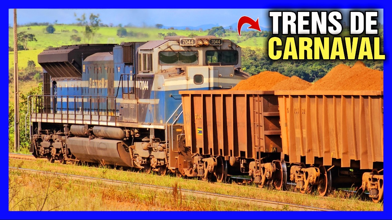 TRENS DA MRS DE MAIS 32.000 TONELADAS SOFRENDO PRA VENCER UMA RAMPA DA FERROVIA DO AÇO