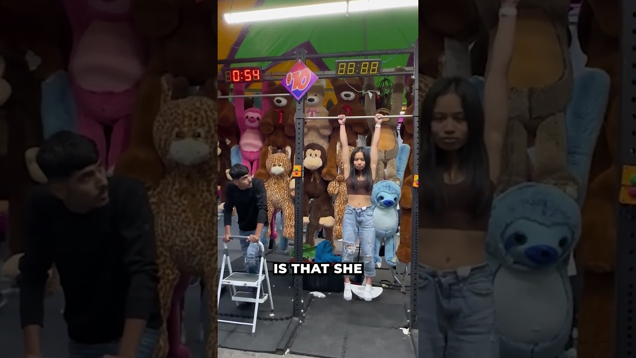 Girl Beats Rigged 2 Min Bar Hang Carnival Game