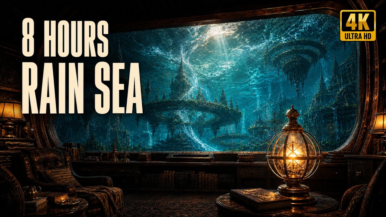 8 Hours Underwater Ambience | Rain Sea Library for Sleep, Study & Focus (4K)