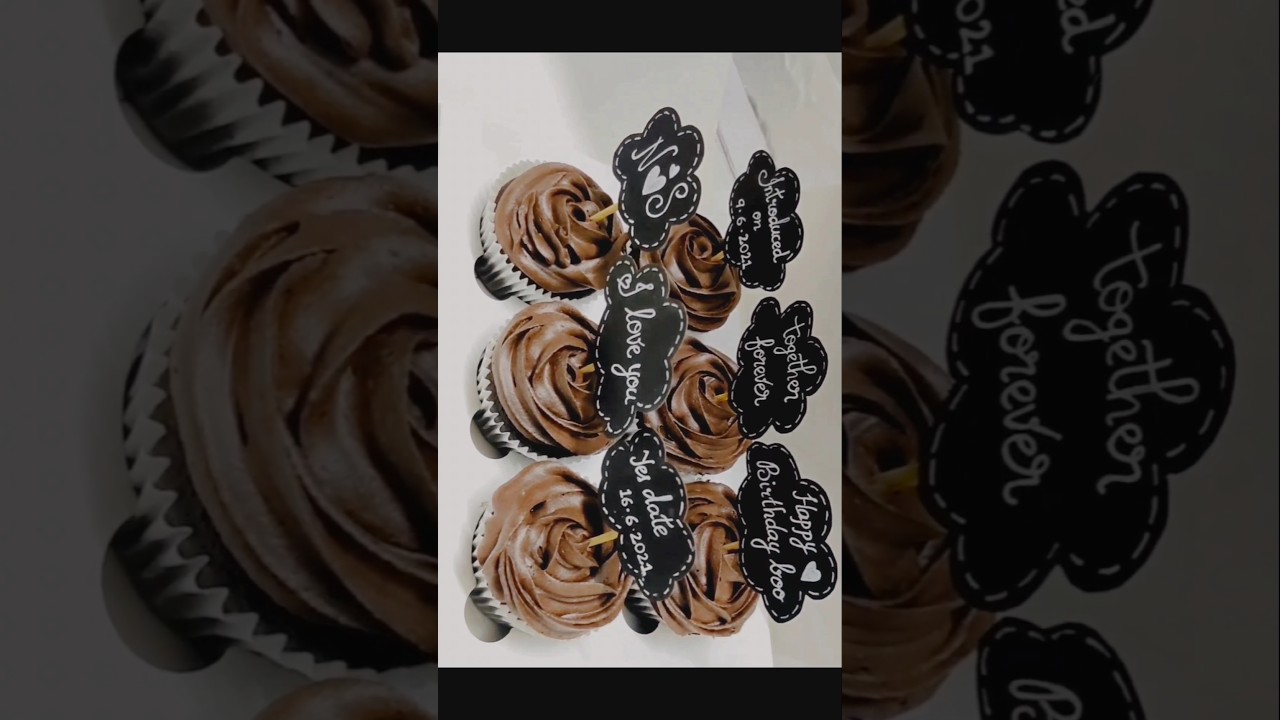 Simple and easy chocolate cupcake with customised topper 