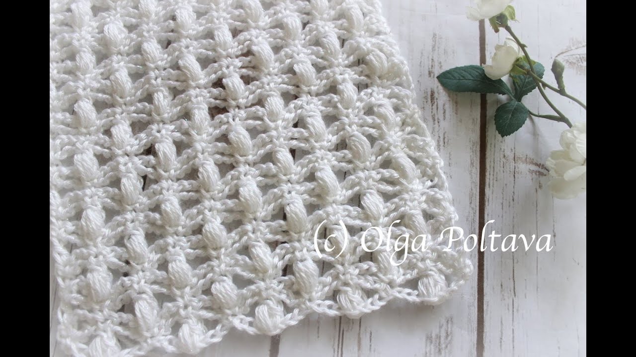 How to Crochet Lace Scarf with Puff Stitches, Caron Simply Soft Party Yarn, Crochet Video Tutorial