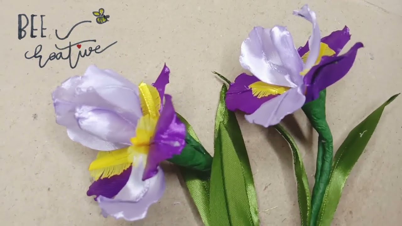 Сделай сам || Как легко сделать цветы из атласной ленты ириса для начинающих