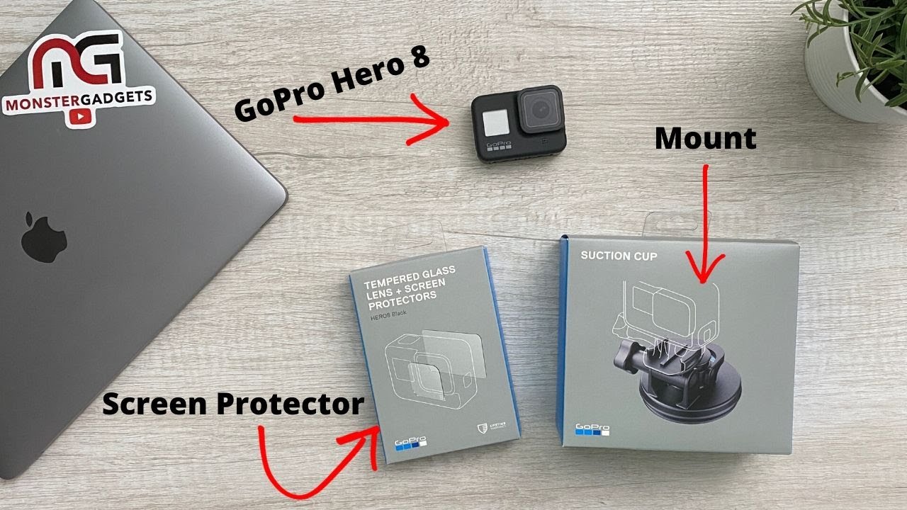 New GoPro Hero 8 Black Tempered Glass Screen Protector and Suction Cup Mount