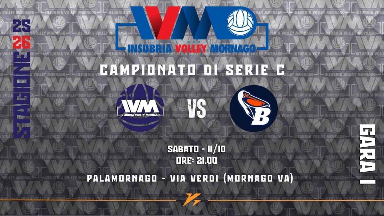 Volley Serie C Maschile: GALSTAFF INSUBRIA MORNAGO Vs. BOCCONI VOLLEY