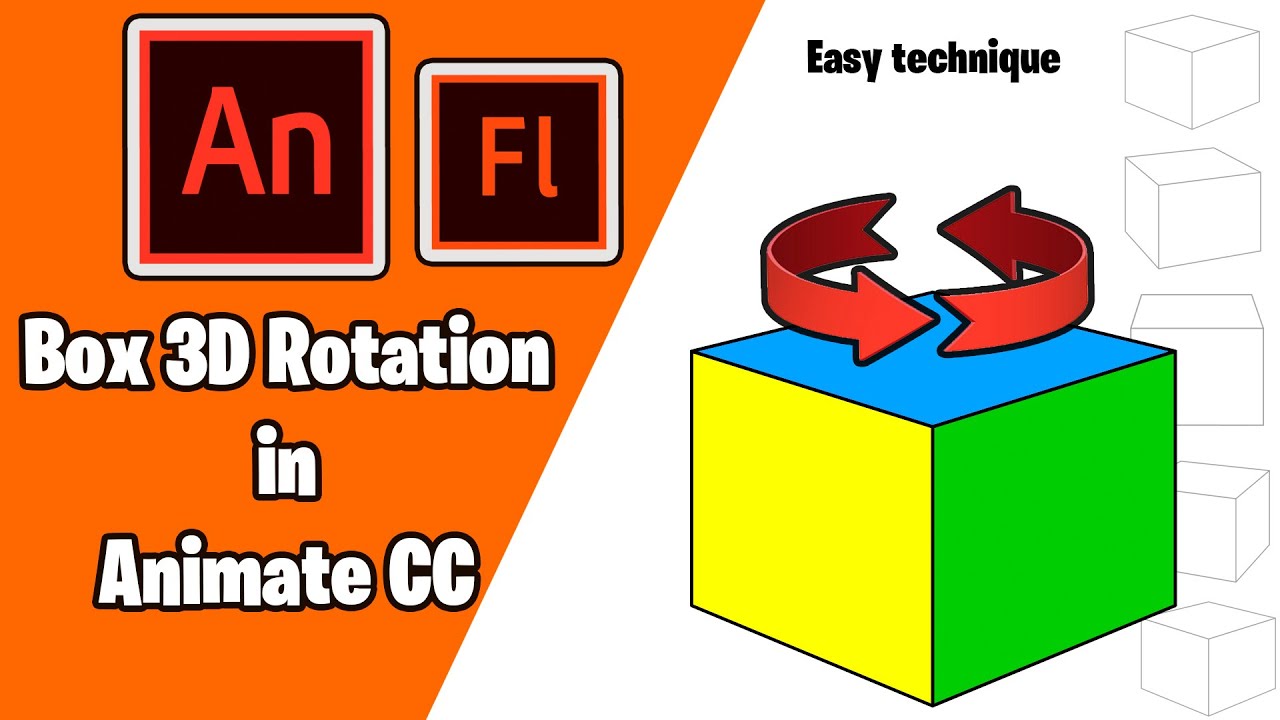 Box 3D Rotation Animation, Frame by Frame Animation, Adobe Animate CC Tutorial