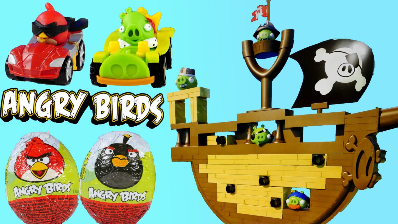 Angry Birds Jenga Surprise Eggs Go Pirate Pig Attack Game Kart Launchers Toy Ship by Hasbro