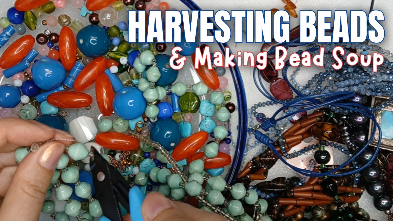Harvesting Pink Beads by Cutting Necklaces & Bead Strands | Making Bead Soup