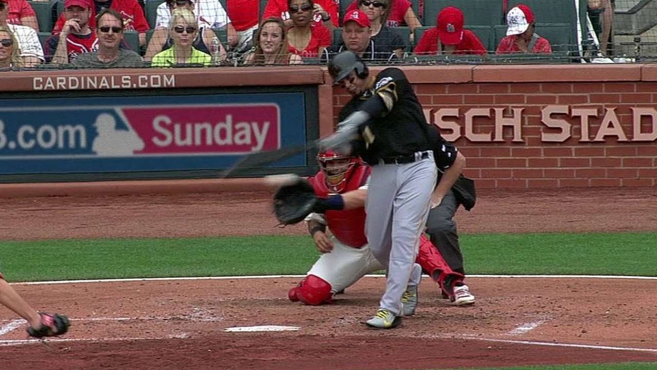 PIT@STL: Tabata increases Pirates' lead with single