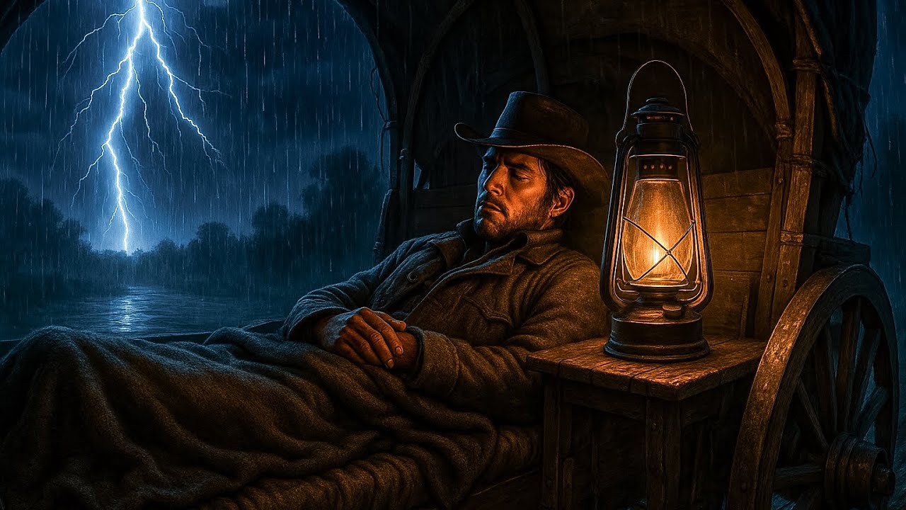 John Marston Teeking Shelter Inside the Covered Wagon During a Heavy Rain| Cozy Camp Night ASMR-RDR2