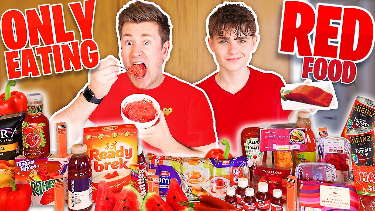 BROTHERS only eat RED FOOD for 24 HOURS!
