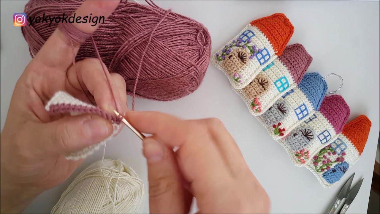 Amigurumi Köy Evi Anahtarlık Yapımı - Tiny house keychain - 2. Bölüm