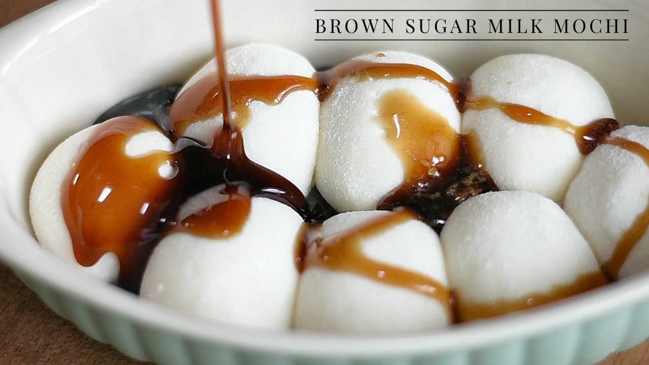 Chewy Milk Mochi with Brown Sugar Syrup
