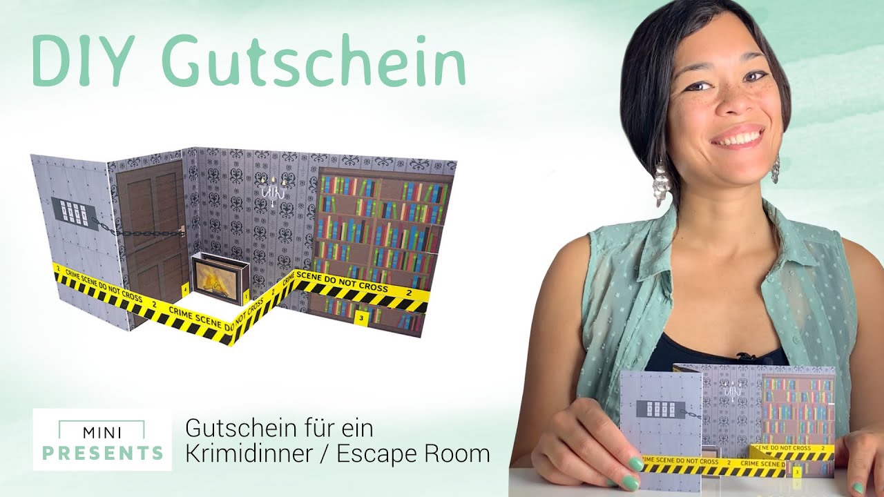 DIY Gutschein | Escape Room / Krimidinner Gutschein Geschenkidee selber basteln | mini-presents.com