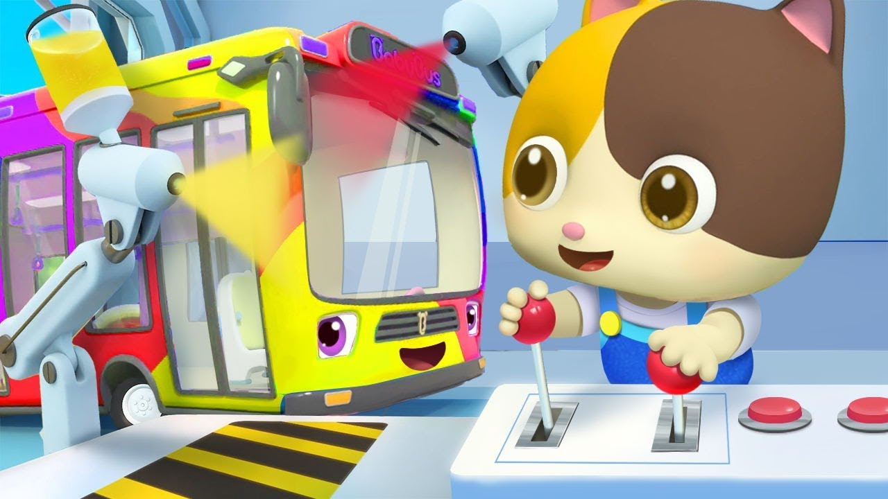 Little Bus Gets Painted | Police Car, Ambulance | for kids |  BabyBus Nursery Rhymes & Kids Songs