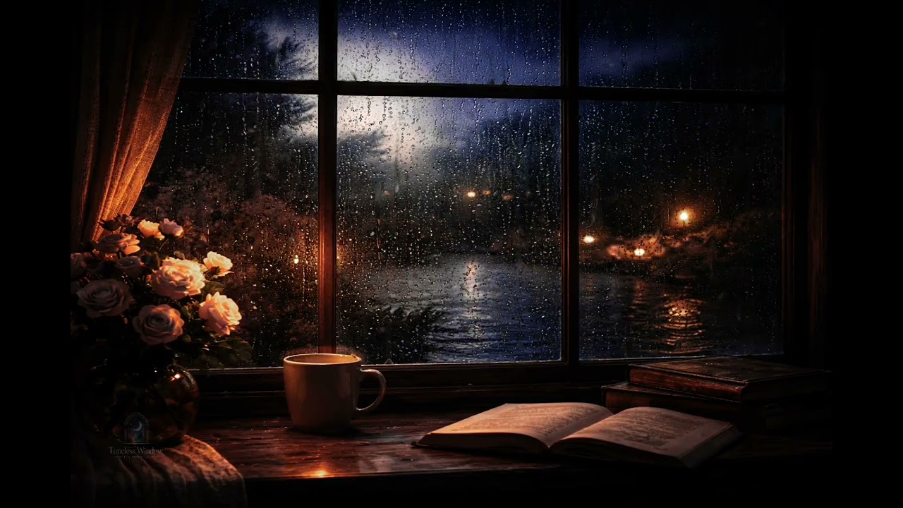 Rain on the Window at Night 🌧️ Soft Ambient Sounds for Relaxation & Calm
