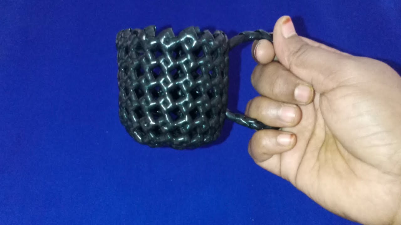Tamil - DIY Plastic Wire Small Cup Step by Step Tutorial | Small Coffee Cup in wire | Wire Cup (2|2)