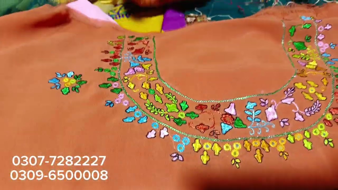 Multani Tarkashi handmade elegant & premium work by Sufisuiting #tarkashineckdesign #handembroidery