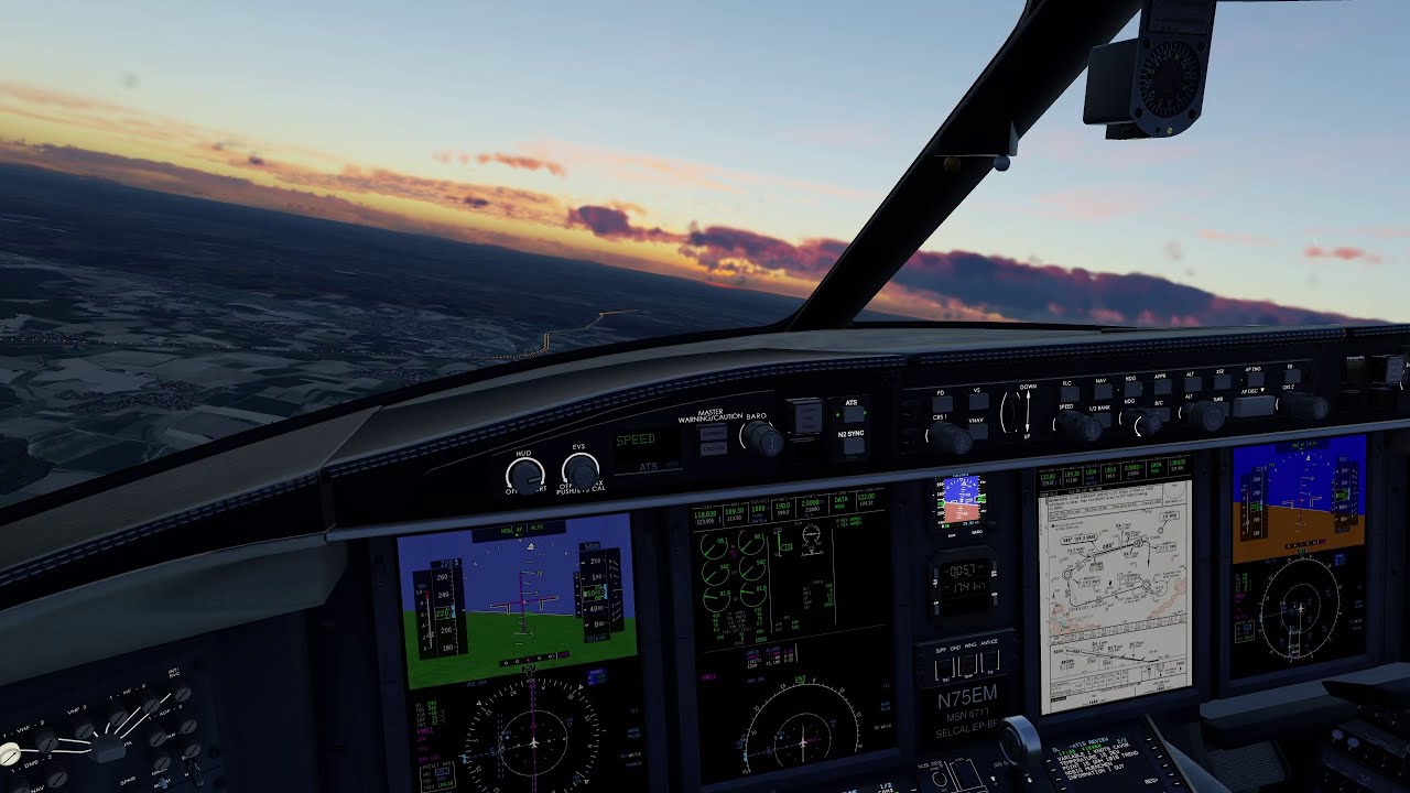 Evening approach into packed Munich airspace (Vatsim)