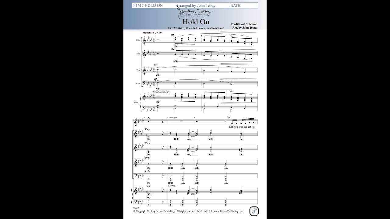Hold On (SATB divisi)—arr. John Tebay
