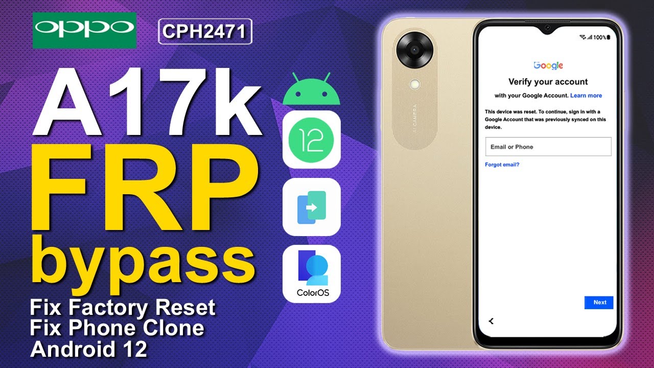 Oppo A17k Bypass FRP Android 12 Without PC Work 2023 CPH2471