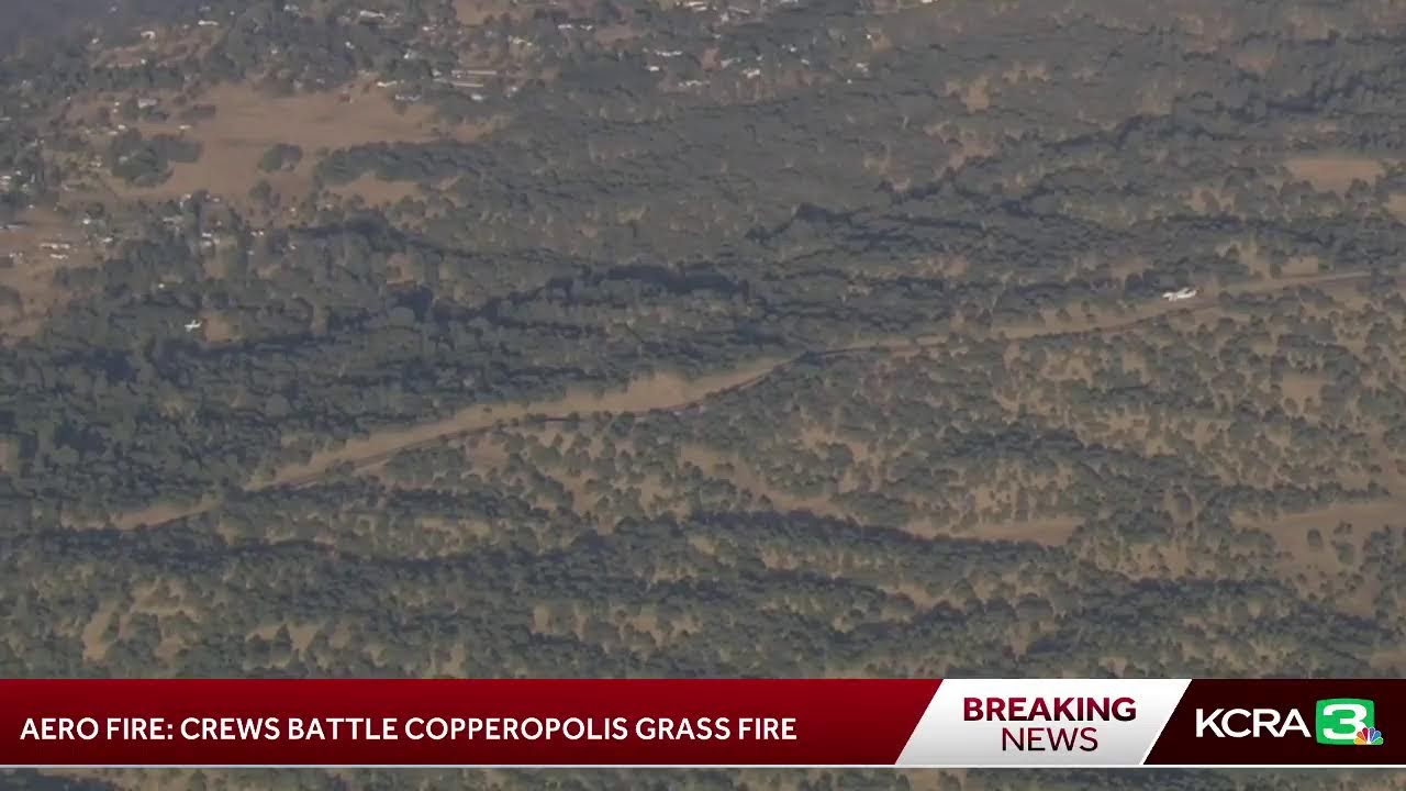 LiveCopter 3 is over a fast-spreading grass fire that prompted evacuations in Copperopolis