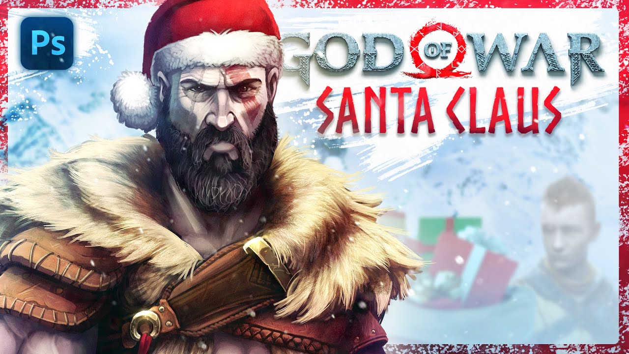 SANTA KRATOS - God of War Art 🎨 [ Photoshop Timelapse ]