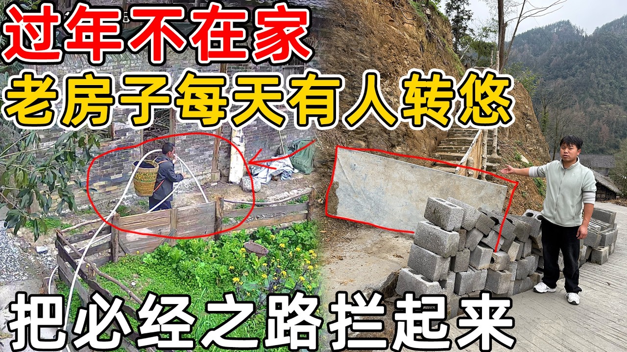 过年不再山里，每天都有人在老房子周围转悠  为了防止有熊孩子捣乱，把阶梯小路拦起来！
