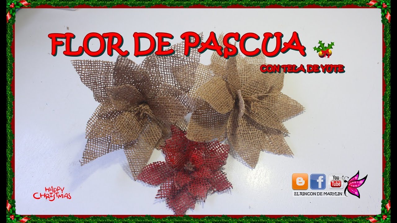 COMO HACER FLOR DE NOCHEBUENA CON YUTE