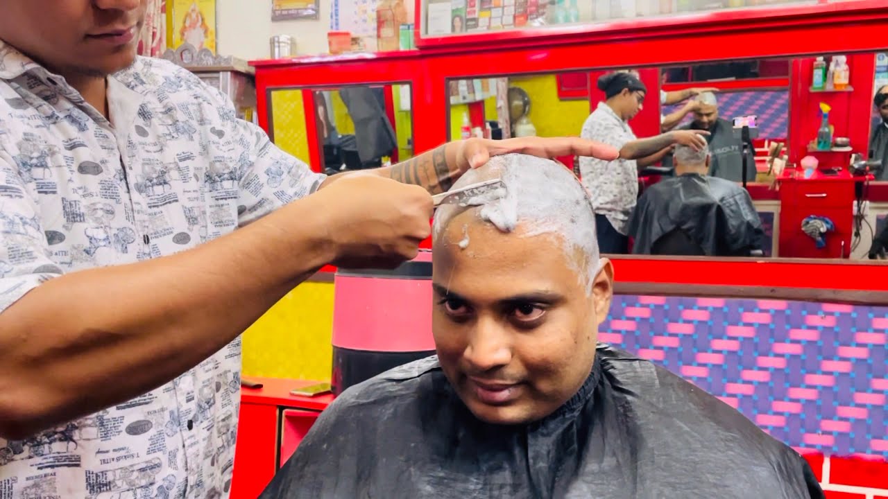 Headshave /Forced Headshave / How to Dandruff Headshave Dandruff Removal /Straight Razor Headshave