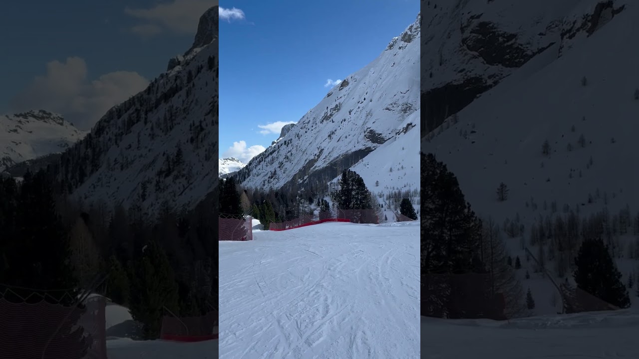 Alba di Canazei in Val di Fassa scendendo dal Ciampac sugli sci con la neve 😍❄️