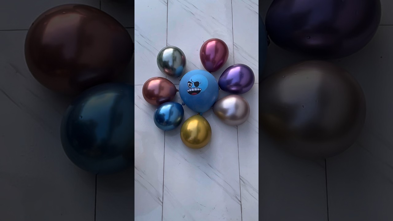 🩵Blue Emoji And 7 Mini Color Balloons Popping 