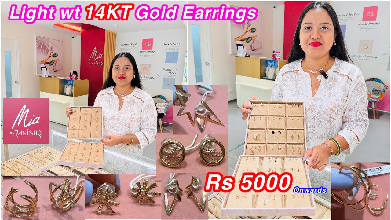 14KT light weight gold earrings from Mia by Tanishq | 14KT Gold Earrings | Earrings