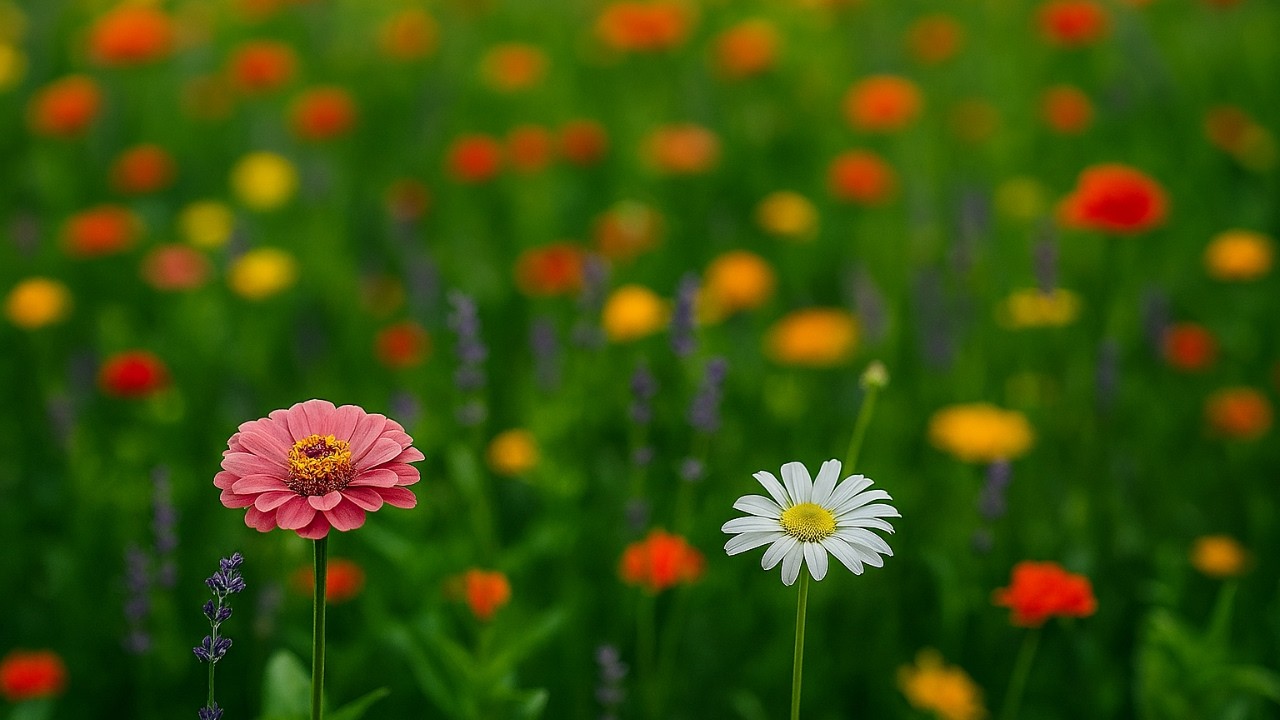 🌸 Relaxing Flower Fields • Peaceful Piano & Wind Sounds for Sleep | 6 Hours 4K
