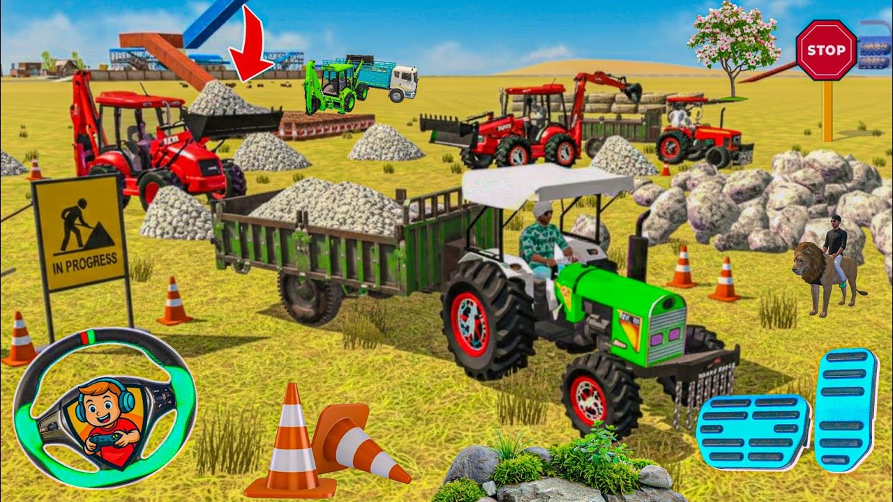 😱 UNBELIEVABLE SKILLS! 🔥 JCB Loading Heavy Rocks & Tractor Jump from Ramp! 🚜💨 