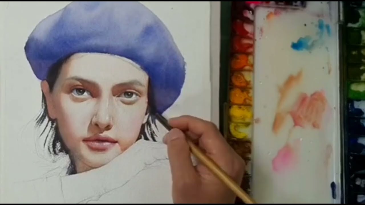 인물수채화 볼 채색,watercolorportraitpainting 