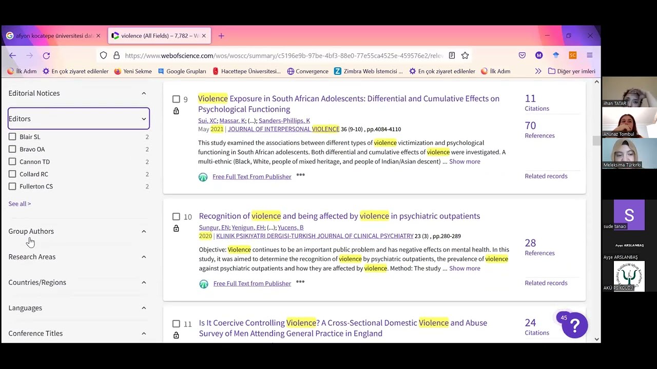 Databaseler, Scopus ve Web of Science kullanımı