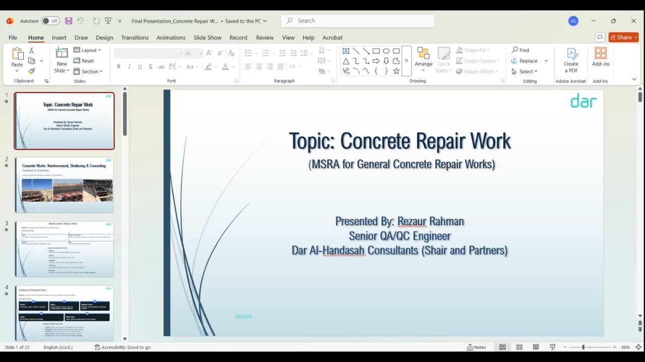 004: Awareness Training for Concrete Repair Works; Training Conducted by Rezaur Rahman