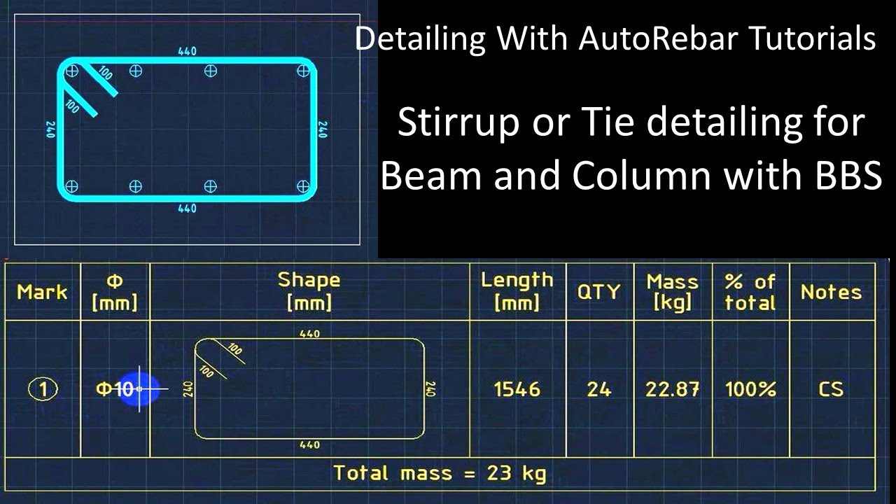 Detailing With AutoRebar Tutorials | Stirrup or Tie detailing for Beam and Column with BBS