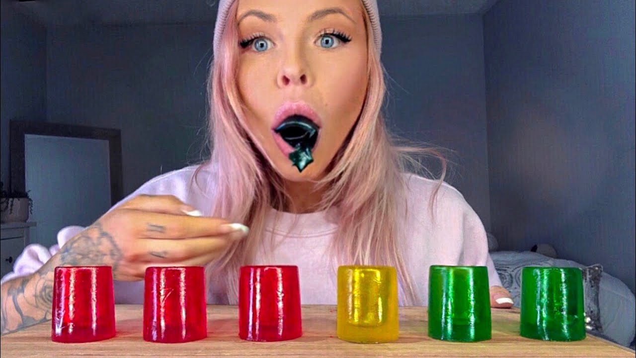 ASMR EATING EDIBLE SHOT GLASSES *FAILED* EXTREMELY MESSY EATING (MUKBANG)