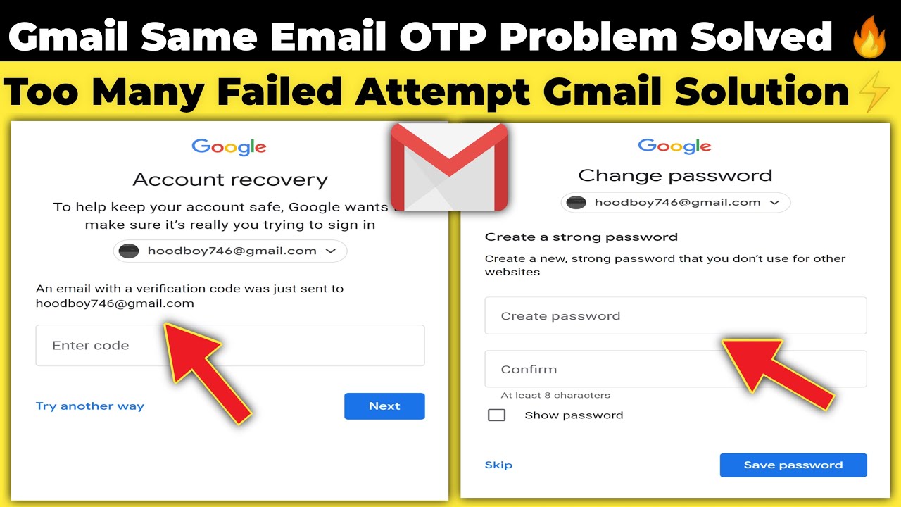 Same Gmail ID OTP Problem Solution ✅ Too Many Failed Attempts Problem Solution In Hindi ✅