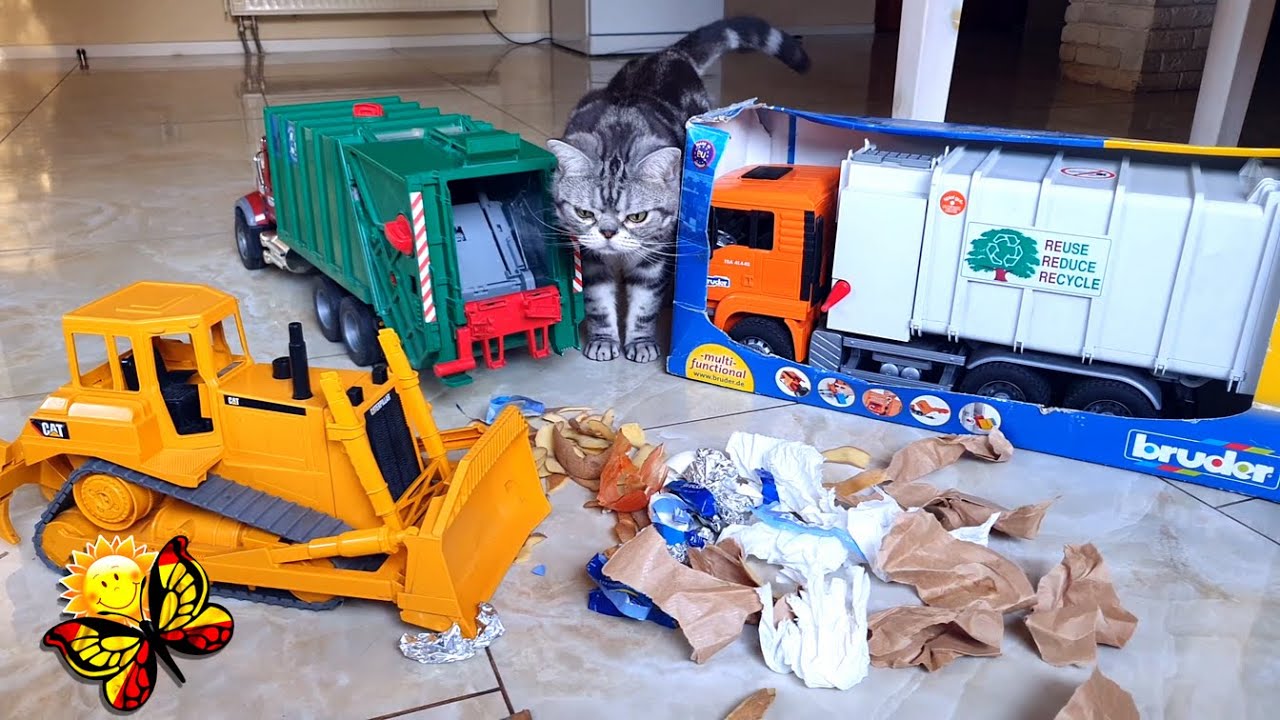 Los camiones de basura ayudan a eliminar la basura en la casa | Coches para niños